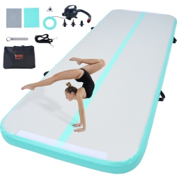 VEVOR 4 Inch Thickness Gymnastics Air Mat, Inflatable Gymnastics Tumbling Mat, Tumble Track \w Electric Pump, Training Mats for Home