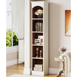 TRIBESIGNS 70.9-Inch Tall Narrow Bookcase, 5-Tier Cube Bookshelf With Storage, Modern Slim Corner Display Shelves