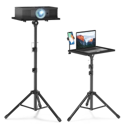 THE WAY Projector Stand, Floor Tripod, Foldable And Retractable Portable Tray Bedside Laptop Stand, 3-Section Split Tray In Black