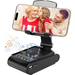 MYACUC Cell Phone Stand With Wireless Bluetooth Speaker, Portable Mobile Phone Holder Speaker for Party Camping