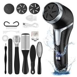 MYACUC Electric Foot Callus Remover Kit, Portable Foot File, Pedicure Tools, 3 Grinding Heads, 2 Speeds, Waterproof Foot Care Kit for Cracked Heels