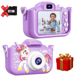 MAKATA Kids' Digital Camera (Purple) 48Mp \w HD Video Recording Games And Mp3 Music, Fun Toy Camera for Children Under 13 Years Old, Birthday