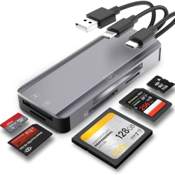 JOOPSHEE 5-In-1 Multi Memory Card Reader, Aluminum Sd/tf/cf/ms/m2/micro Sd Adapter for USB C & USB A Devices, Plug & Play