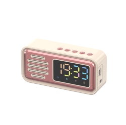 THE WAY New Creative Retro Bluetooth Speaker, Alarm Clock Led Color Digital Display Desktop Small Speaker, Digital Clock Stereo Bass, S22 (Pink)