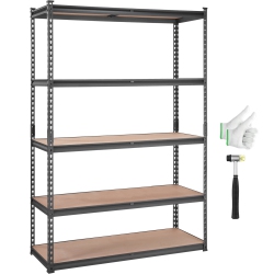 VEVOR 18" D X 48" W X 72" H Storage Shelving Unit, 5-Tier Adjustable, 2000 Lbs Capacity, Garage Shelves Metal Organizer Rack, Black, for Kitchen