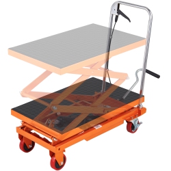 VEVOR 330Lbs Capacity Hydraulic Lift Table Cart, 50" Lifting Height, Manual Double Scissor Lift Table \w 4 Wheels And Non-Slip Pad, for Material