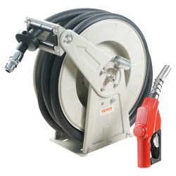 VEVOR 1" X 33' Fuel Hose Reel, Retractable Diesel Hose Reel, Carbon Steel Construction \w Automatic Fuel Nozzle, Nbr Rubber Hose for Aircraft Ship
