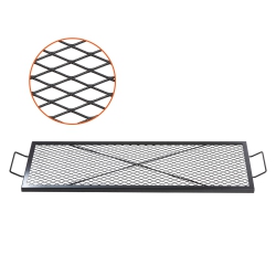 VEVOR 44 Inch X-Marks Fire Pit Grill Grate, Rectangle Cooking Grate, Heavy Duty Steel Campfire Bbq Grill Grid \w Handle & Support X Wire, Portable