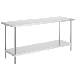 VEVOR 24 X 72 X 34 Inch Stainless Steel Prep Table, 880 Lbs Load Capacity, Heavy Duty Metal Worktable \w 3 Adjustable Height Levels, Commercial