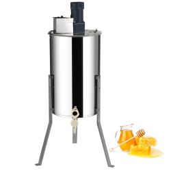 VEVOR Electric Honey Extractor, 2/4 Frames Honey Spinner Extractor, Stainless Steel, Honeycomb Drum Spinner \w Lid, Apiary Centrifuge Equipment \w