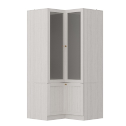 FAMAPY Corner Wardrobe Cabinet \w 4 Doors And Frosted Glass – Modern L-Shaped Closet Storage Unit, ( 35.4” W X 35.4” D X 70.9” H), Songfeng