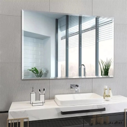 UNHO Artloge Rectangle Wall Mirror Frameless Mirror 28" X 40" Beveled Edge Mirror for Bathroom Vanity And Entryway