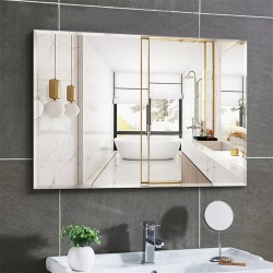 UNHO Artloge Rectangle Wall Mirror Frameless Mirror 24" X 32" Beveled Edge Mirror for Bathroom Vanity And Entryway