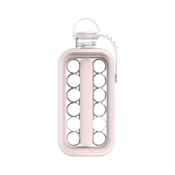 GREEN SCENIC 2-In-1 Ice Hockey Pitcher | Water Bottle Ice Tray | Silicone Ice Ball Mold | Household Push-Type Transparent Ice Maker | Portable Handle