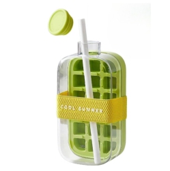 GREEN SCENIC 800Ml Large Capacity One-Touch Ice-Dispensing Portable Ice Drink Cup | Ice Tray And Water Cup Two-In-One | Portable for Fitness And