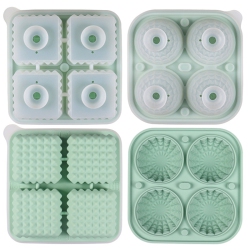 GREEN SCENIC [Food Grade Silicone] Ice Cube Mold Set - Leak-Proof Funnel Cover Design + Easy-To-Remove Special Ice Box, Suitable for Whiskey/juice