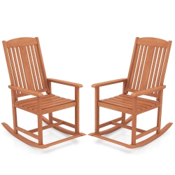 COSTWAY 1/2 PCs Outdoor Rocking Chair With Slatted Seat Wide Armrests And Footrest for Patio