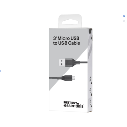 BEST BUY ESSENTIALS Refurbished (Good) 0.9M (3 Ft.) Micro USB/USB-A (Be-Mma322K-C)