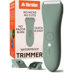 MERIDIAN Manscape Trimmer - Pubic Hair Trimmer for Men & Women, Body Groomer, Ceramic Blade, Waterproof, Rechargeable In Sage