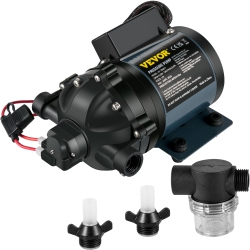 VEVOR 12V Dc Washdown Pump, 7 Gpm 60 Psi, Max. 10 Ft Lift Self Priming Water Pump, \w Epdm Valve, Universal Salt Water Strainer & Female/male
