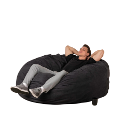 COMFY GOODS Giant Foam-Filled Bean Bag Chair - Velvet 5.5 Ft - (Cover And Filler Included) In Black
