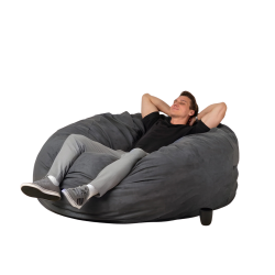 COMFY GOODS Giant Foam-Filled Bean Bag Chair - Velvet 5.5 Ft - (Cover And Filler Included) In Grey
