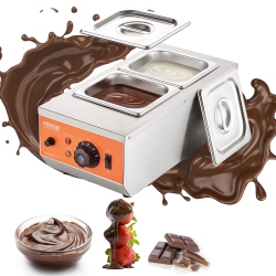 VEVOR 9 Lbs Chocolate Tempering Machine, 2 Tanks Chocolate Melting Pot \w Temp 86~185℉, 800W Stainless Steel Electric Food Warmer For