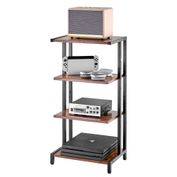 VEVOR 4-Tier Av Media Stand, Corner Tv Stand, Height Adjustable Wooden Shelves for DVD Players/cable Boxes/games Consoles In Brown