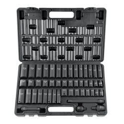 VEVOR 3/8" Drive Impact Socket Set, 48 Piece Socket Set Sae （5/16" -3/4"） & Metric （8-22Mm）6 Point Cr-V Drive Extension Bar Universal Joint