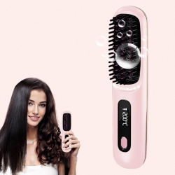 MYACUC Cordless Hair Straightening Brush, Fast Heating 3 Temperature Setting Hair Straightener \w Led Display, USB-C Rechargeable Hair Straightener
