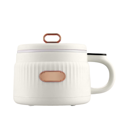 GREEN SCENIC Mini Electric Hot Pot Multifunctional Small Dormitory Noodle Cooker Mini Electric Noodle Cooker Non-Stick Pan - 1.6L Milk White