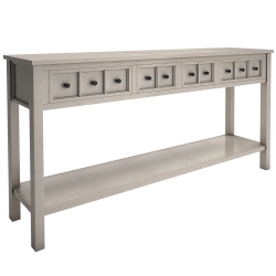 KEPOOMAN Rustic Entryway Console Table, 60" Long Sofa Table With Two Different Size Drawers And Bottom Shelf for Storage - In Gray