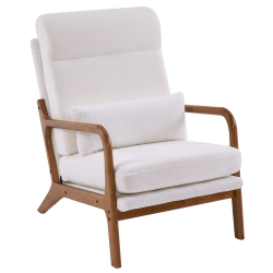 KARL HOME Wide Armchair Solid Wood Accent Chair In White