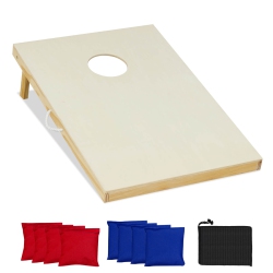 COSTWAY 1/2 PCs 3'x2' Portable Corn Hole Game Board Includes 8 Bean Bags Solid Wood