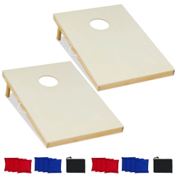 COSTWAY 1/2 PCs 3'x2' Portable Corn Hole Game Board Includes 8 Bean Bags Solid Wood