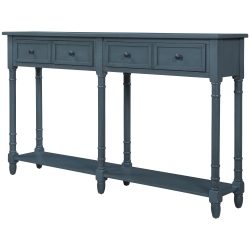 KEPOOMAN Console Table Sofa Table Easy Assembly With Two Storage Drawers And Bottom Shelf for Living Room - In Navy