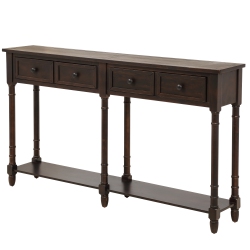 KEPOOMAN Console Table Sofa Table Easy Assembly With Two Storage Drawers And Bottom Shelf for Living Room - Espresso