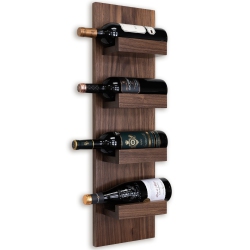 STRAGA Solid Walnut Wine Rack - Wall Mounted Rustic Shelf for 6 Bottles - Modern Home Decor - 13