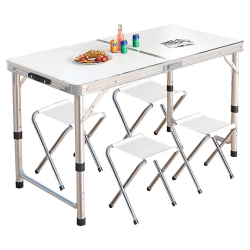 AXGEAR Portable Camping Table Folding Picnic Desk Chair Aluminum Outdoor Dining Stools