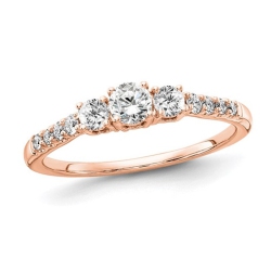 GEM AND HARMONY 1/2 Carat (Ctw Vs2, D-E-F) Lab Grown Diamond Three Stone Engagement Ring In 14K Rose In Gold