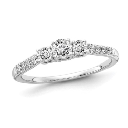 GEM AND HARMONY 1/2 Carat (Ctw Vs2, D-E-F) Lab Grown Diamond Three Stone Engagement Ring In 14K Gold In White