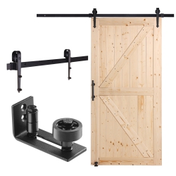 VEVOR 42" X 84" Barn Door And Hardware Kit, Wood Sliding Barn Door, Smoothly And Quietly, Barn Door Kit \w 8-In-1 Floor Guide And Door Handle