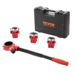 VEVOR 1/2" Npt Ratchet Pipe Threader Kit, 3/4" Npt, 1" Npt Manual Ratcheting Pipe Threader, Portable Pipe Threading Tool Set \w 3PCs Npt