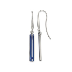 GEM AND HARMONY Titanium Dangle Groove Earrings With Sapphires In Blue