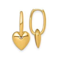 GEM AND HARMONY 14K Gold Puffed Heart Hoop Earrings In Yellow