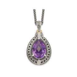 GEM AND HARMONY 4.50 Carat (Ctw) Amethyst Drop Pendant Necklace In Sterling With Chain In Silver