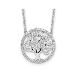 GEM AND HARMONY 3/10 Carat (Ctw) Lab-Grown Diamond Tree Of Life Pendant Necklace In 14K Gold With Chain In White