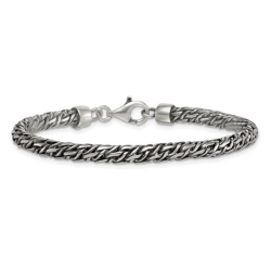 GEM AND HARMONY Mens Sterling Antiqued Link Chain Bracelet 8 Inches In Silver