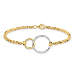 GEM AND HARMONY 10K And White Gold Interlocking Circle Bracelet (7 1/2 Inches) In Yellow