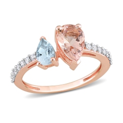 GEM AND HARMONY 1.54 Carat (Ctw) Morganite & Aquamarine Ring In 14K Rose In Gold